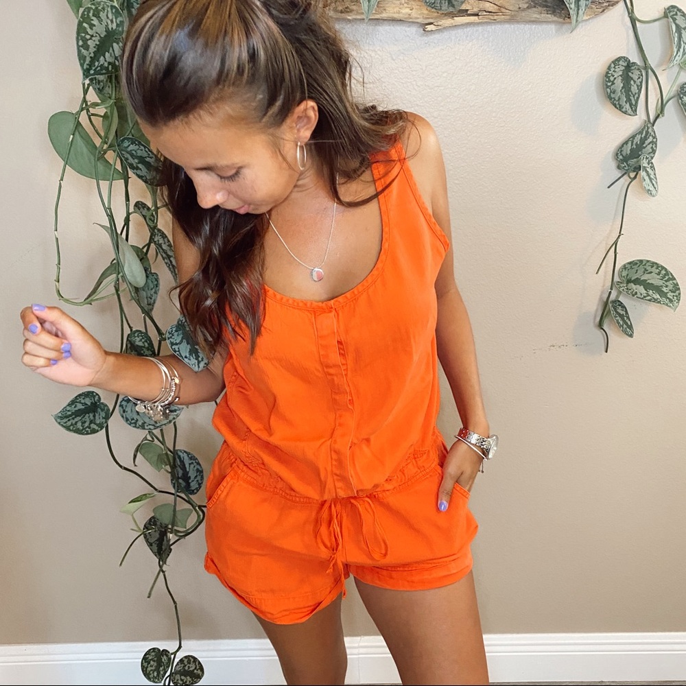 On The Road Coral Romper Tencel